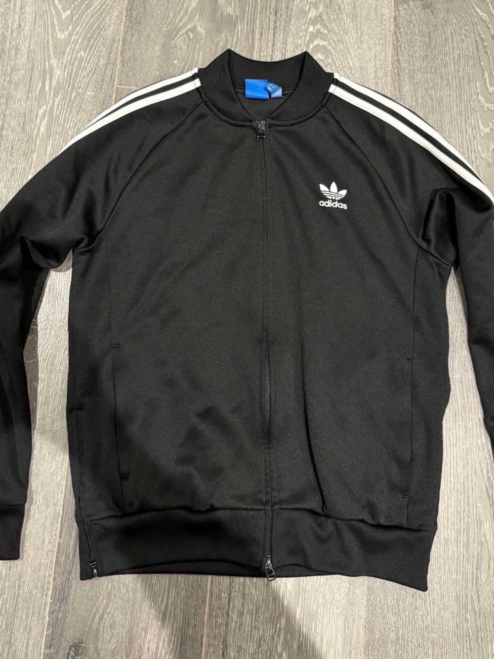 adidas Black Track Jacket with White Shoulder Stripes